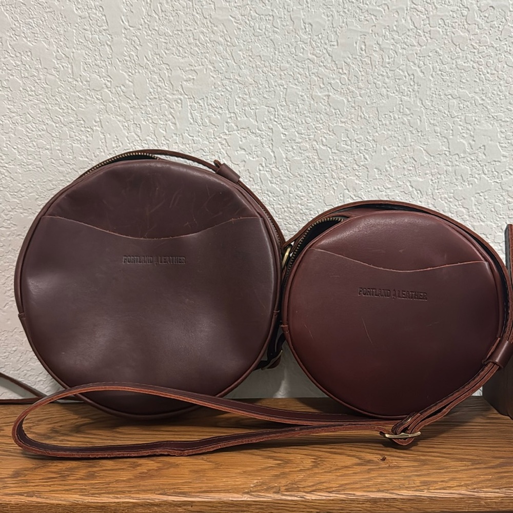 Portland Leather “almost perfect” circle crossbody large & small set